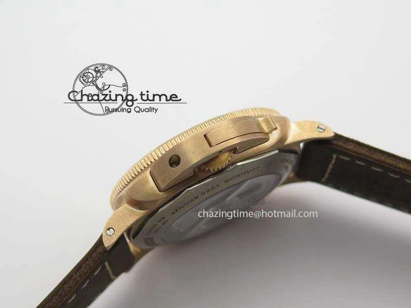 PAM 671 T Bronzo ZF Best Edition Blue Dial On Dark Brown Leather Strap P.9010