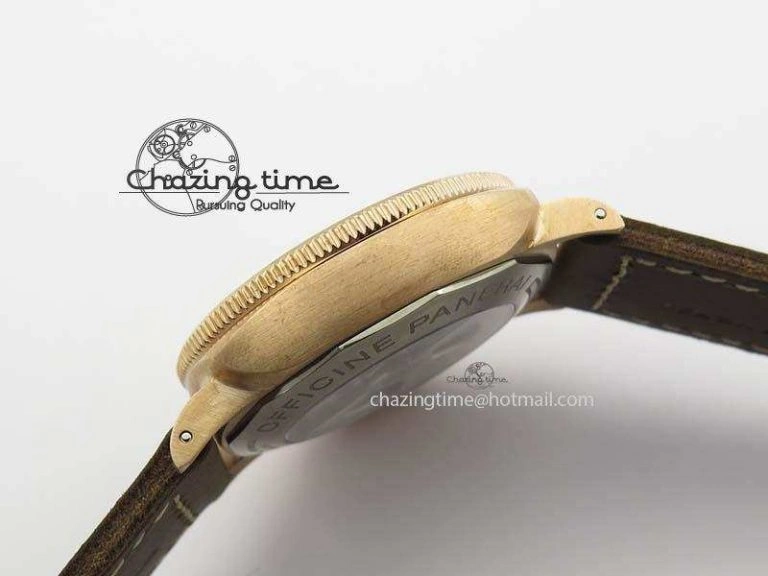 PAM 671 T Bronzo ZF Best Edition Blue Dial On Dark Brown Leather Strap P.9010