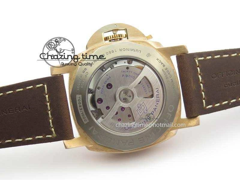 PAM 671 T Bronzo ZF Best Edition Blue Dial On Dark Brown Leather Strap P.9010