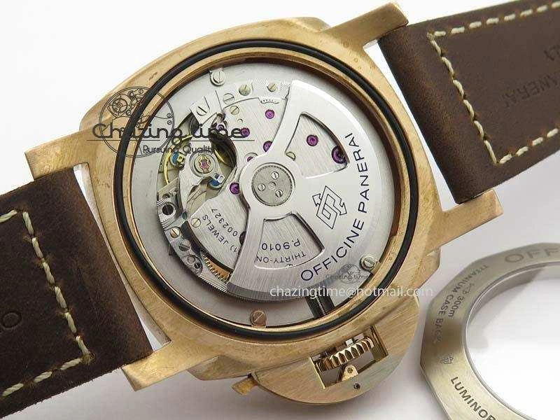 PAM 671 T Bronzo ZF Best Edition Blue Dial On Dark Brown Leather Strap P.9010