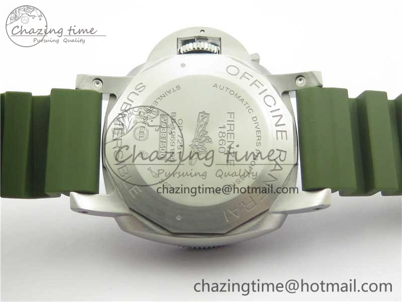 PAM1055 Luminor Submersible 42mm Verde Militare VSF 1:1 Best Edition on Green Rubber Strap P.900 Clone
