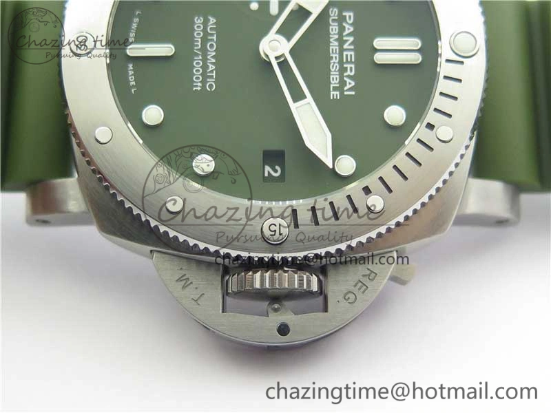 PAM1055 Luminor Submersible 42mm Verde Militare VSF 1:1 Best Edition on Green Rubber Strap P.900 Clone