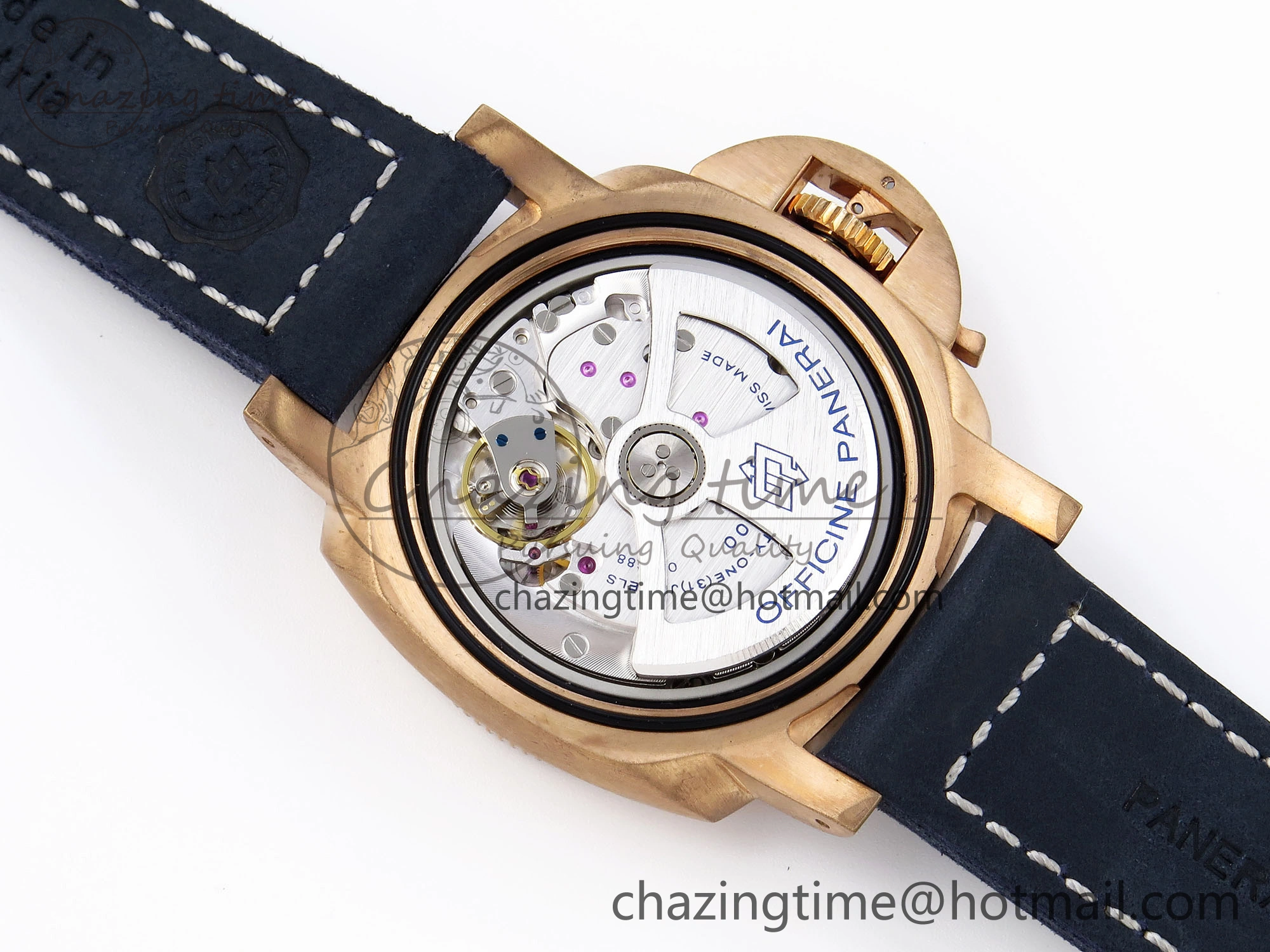PAM1074 W BRONZO VSF 1:1 BEST EDITION BLUE DIAL ON BLUE CALFSKIN STRAP P.900 CLONE