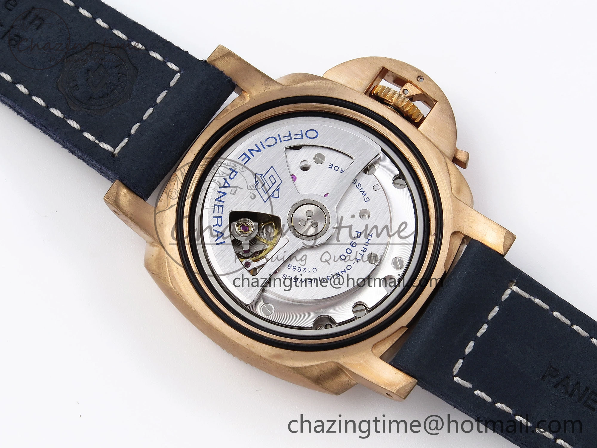 PAM1074 W BRONZO VSF 1:1 BEST EDITION BLUE DIAL ON BLUE CALFSKIN STRAP P.900 CLONE