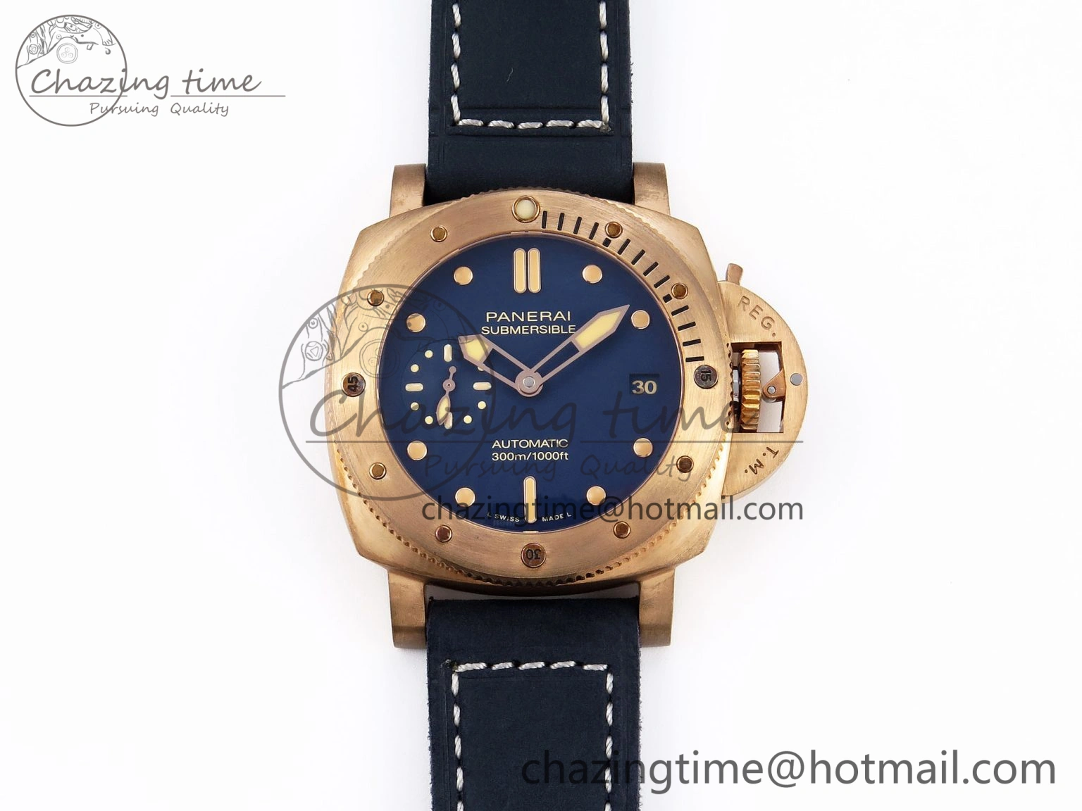 PAM1074 W BRONZO VSF 1:1 BEST EDITION BLUE DIAL ON BLUE CALFSKIN STRAP P.900 CLONE
