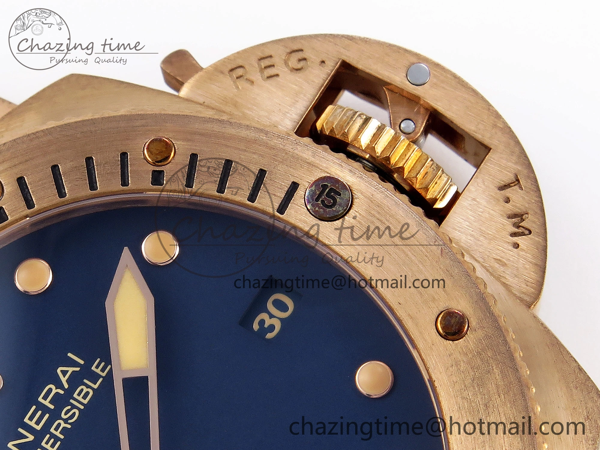 PAM1074 W BRONZO VSF 1:1 BEST EDITION BLUE DIAL ON BLUE CALFSKIN STRAP P.900 CLONE