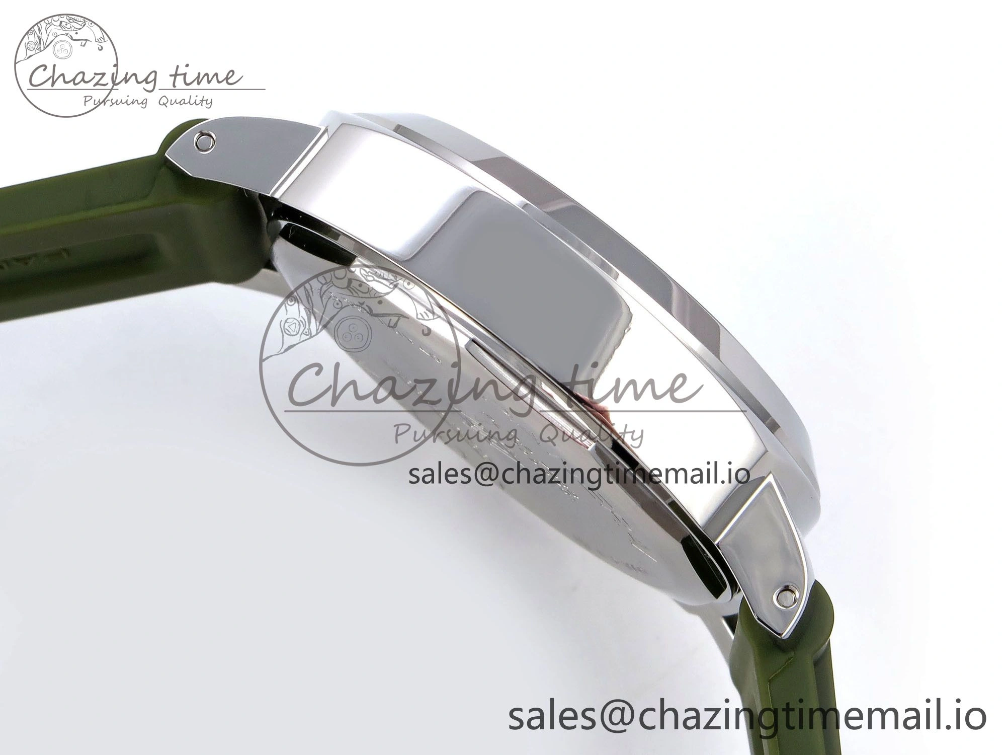 PAM1087 W HWF 1:1 Best Edition White Dial on Green Rubber Strap A6497