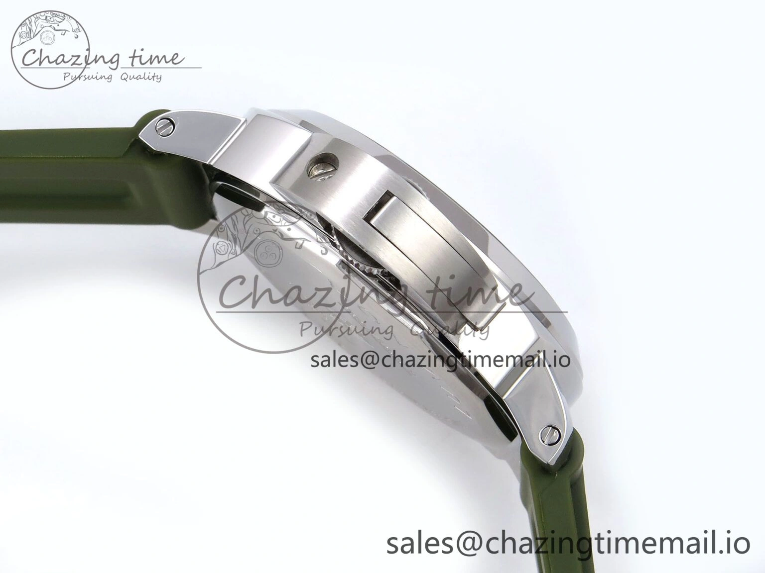 PAM1087 W HWF 1:1 Best Edition White Dial on Green Rubber Strap A6497