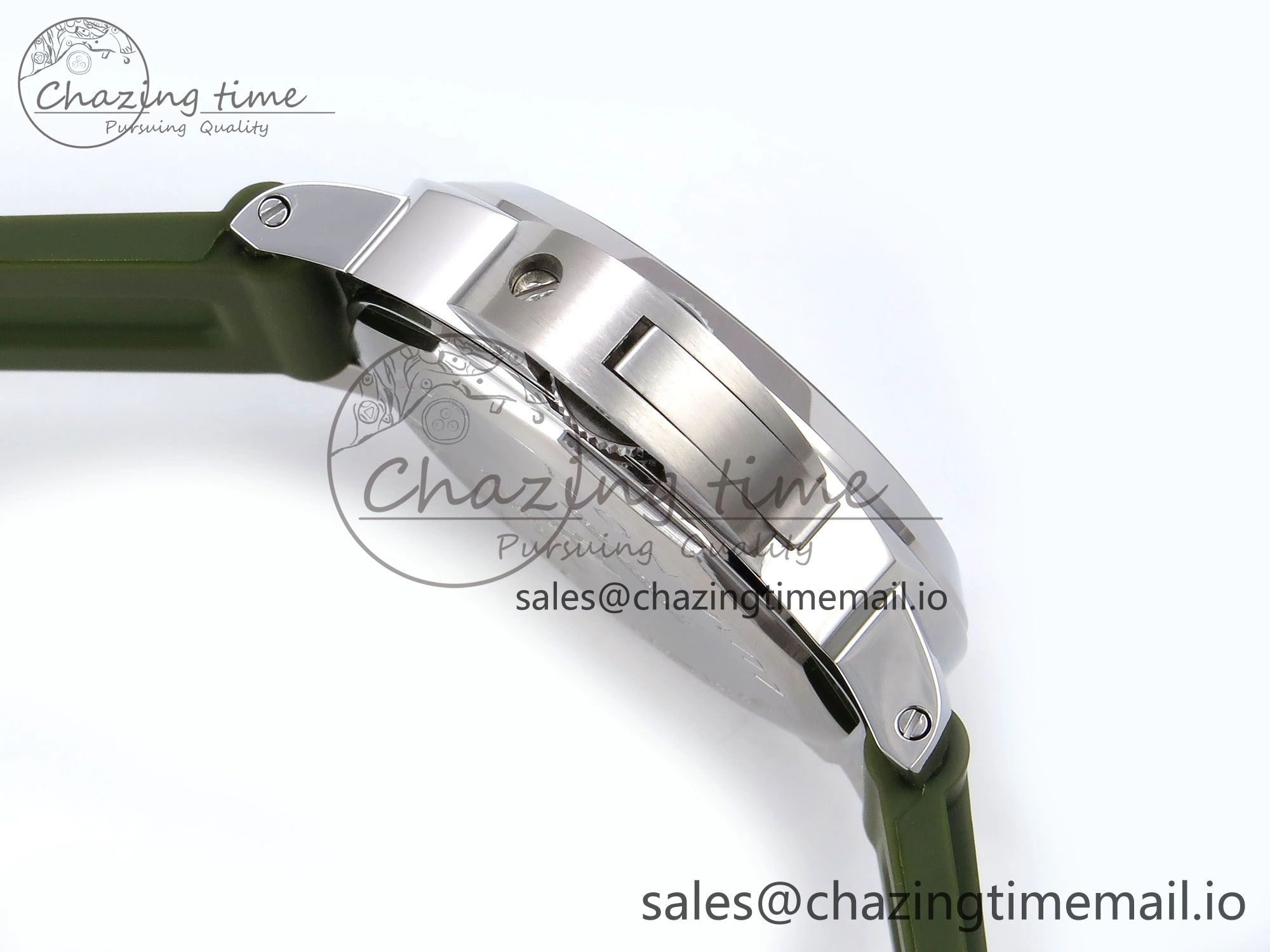 PAM1087 W HWF 1:1 Best Edition White Dial on Green Rubber Strap A6497