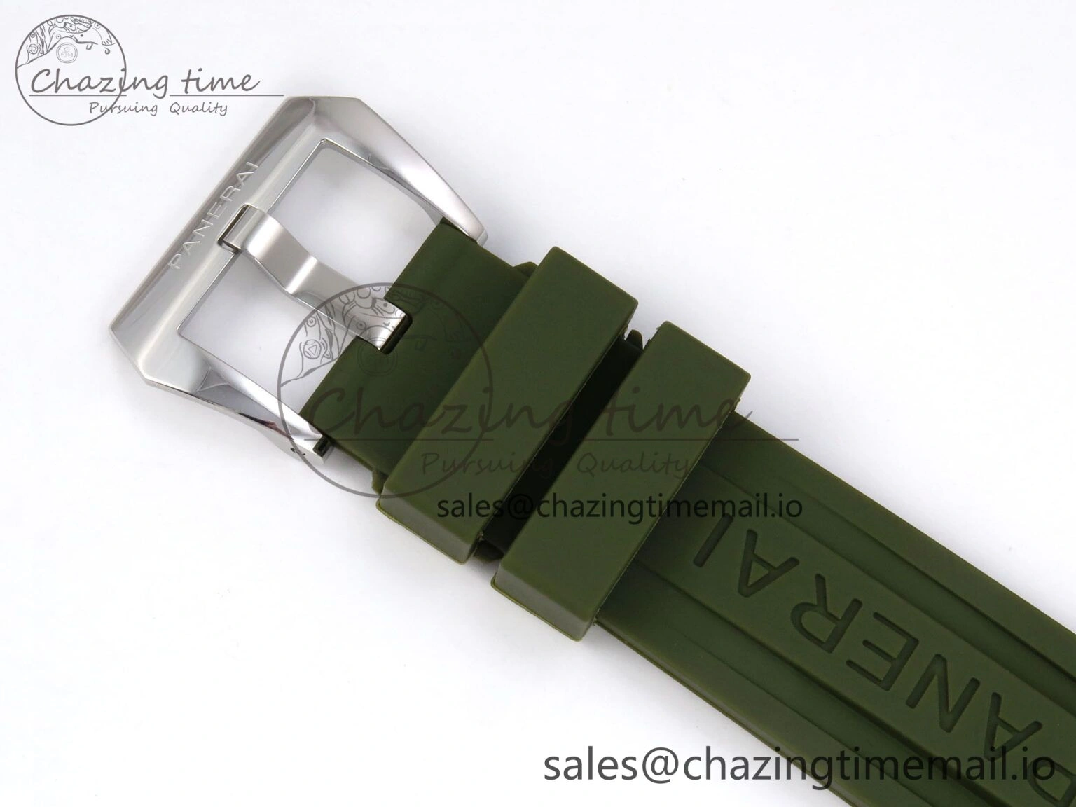 PAM1087 W HWF 1:1 Best Edition White Dial on Green Rubber Strap A6497