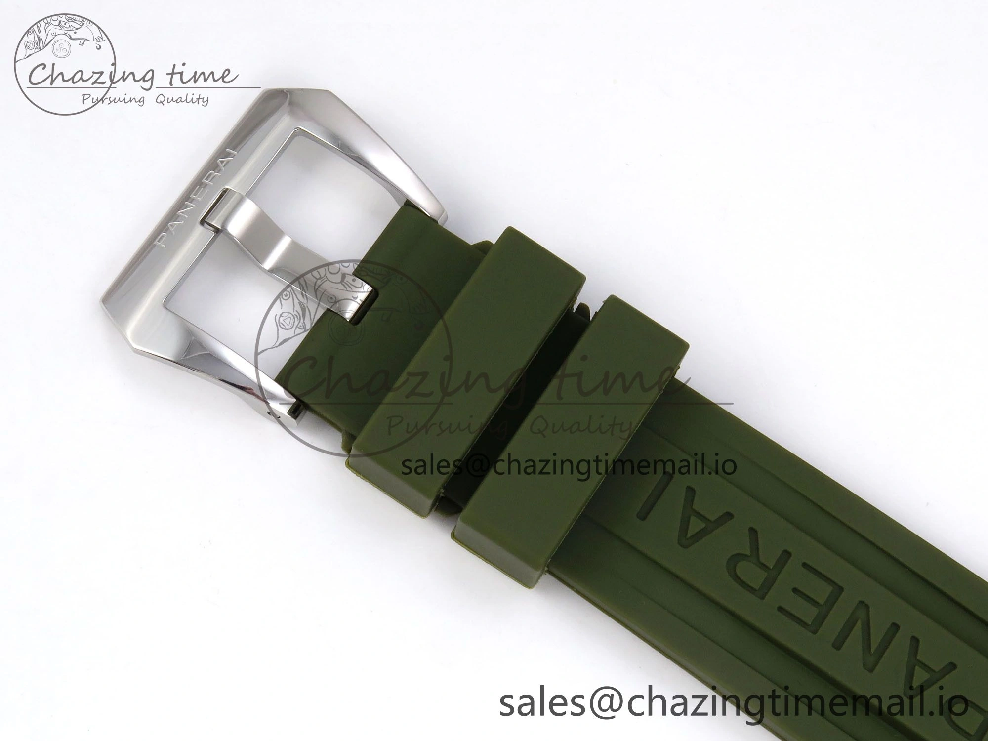 PAM1087 W HWF 1:1 Best Edition White Dial on Green Rubber Strap A6497