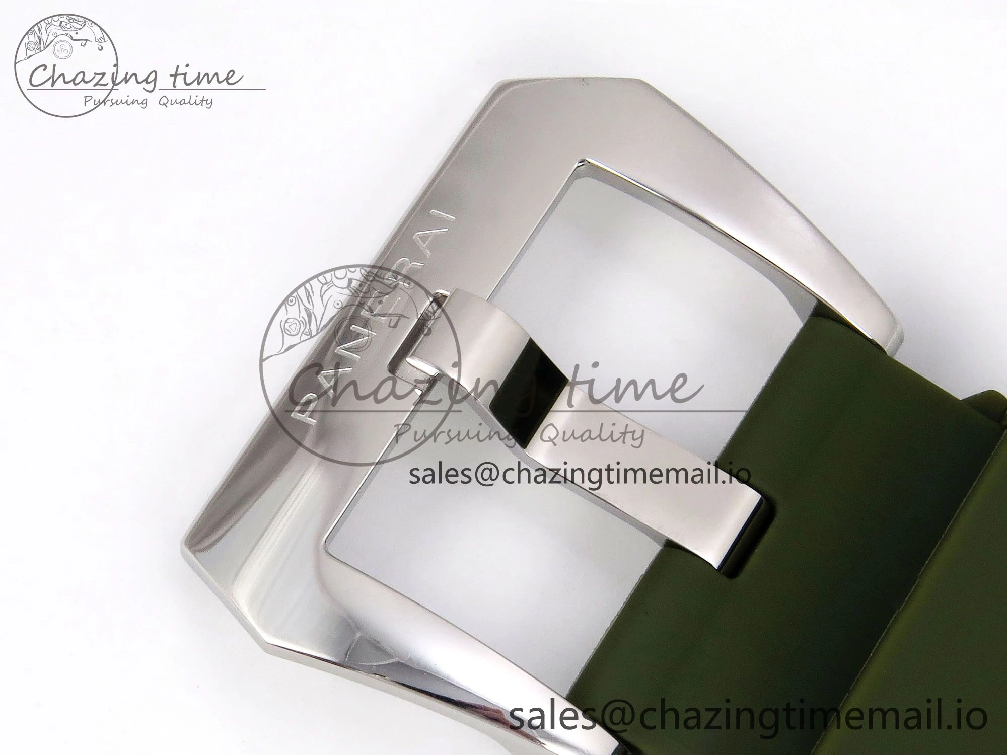 PAM1087 W HWF 1:1 Best Edition White Dial on Green Rubber Strap A6497