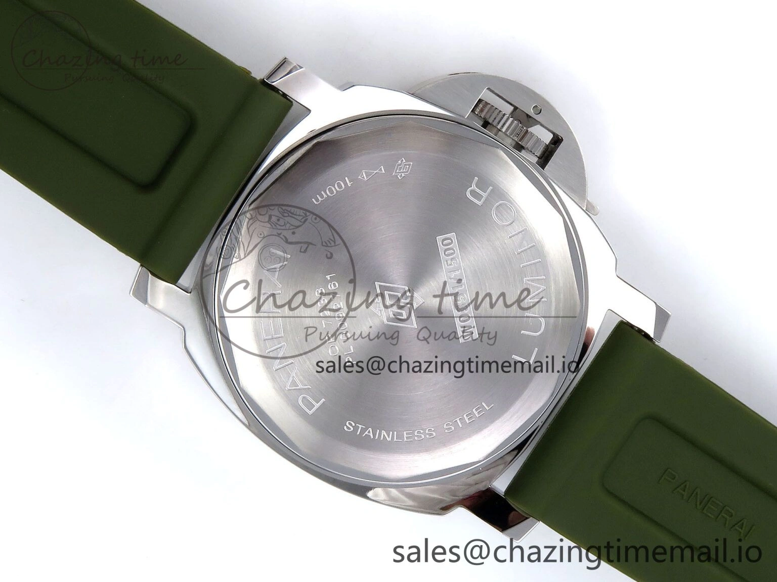 PAM1087 W HWF 1:1 Best Edition White Dial on Green Rubber Strap A6497
