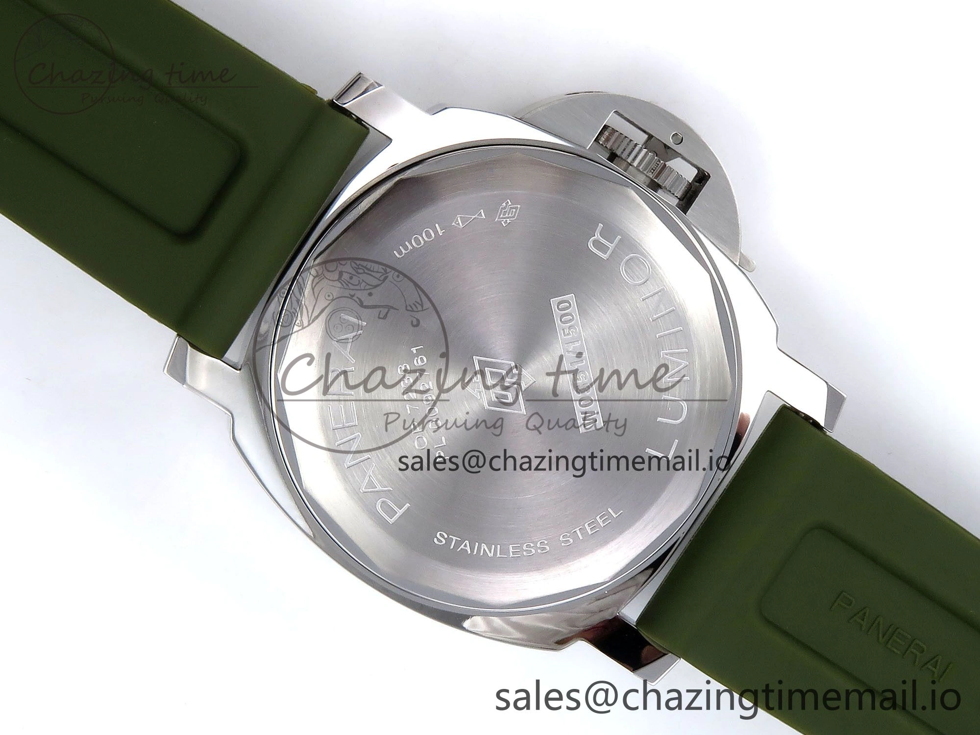 PAM1087 W HWF 1:1 Best Edition White Dial on Green Rubber Strap A6497
