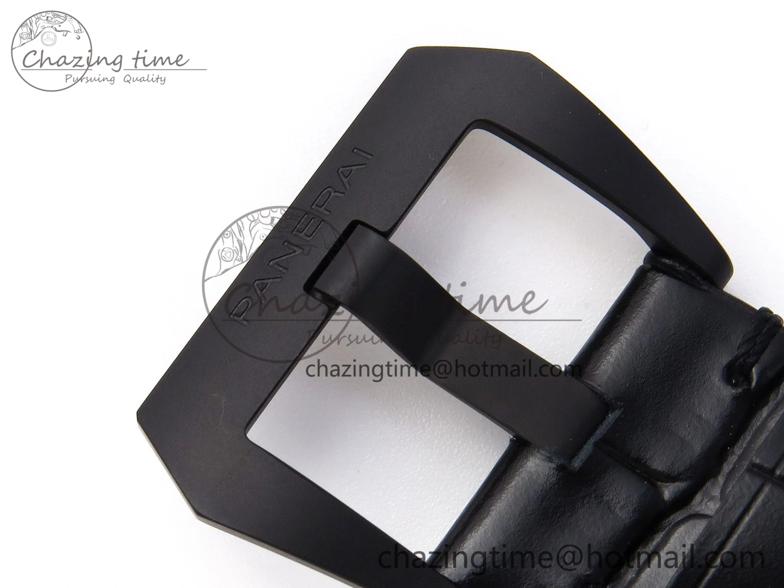 PAM1096 W LUMINOR GMT 42MM TITANIUM VSF 1:1 BEST EDITION BLACK DIAL ON BLACK LEATHER STRAP P.9011 SUPER CLONE
