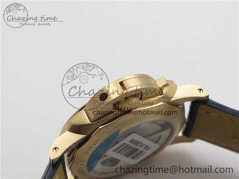PAM1112 V GMT RG VSF 1:1 Best Edition Blue Dial on Blue Leather Strap P.9011 Super Clone