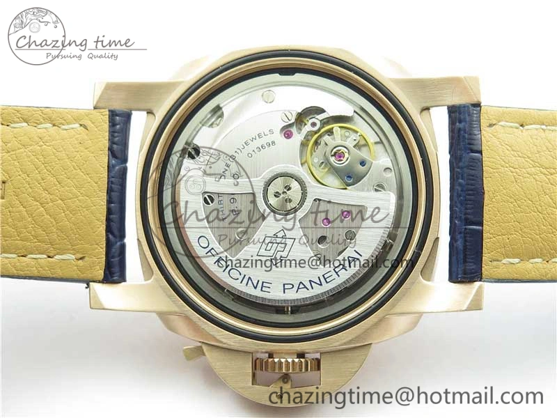 PAM1112 V GMT RG VSF 1:1 Best Edition Blue Dial on Blue Leather Strap P.9011 Super Clone