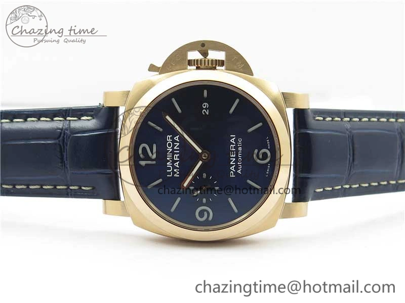 PAM1112 V GMT RG VSF 1:1 Best Edition Blue Dial on Blue Leather Strap P.9011 Super Clone