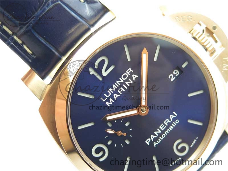 PAM1112 V GMT RG VSF 1:1 Best Edition Blue Dial on Blue Leather Strap P.9011 Super Clone