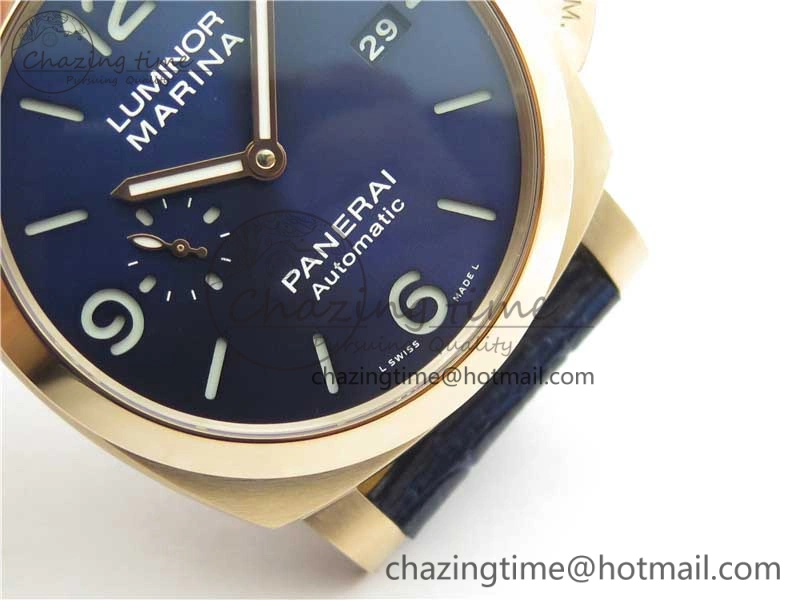 PAM1112 V GMT RG VSF 1:1 Best Edition Blue Dial on Blue Leather Strap P.9011 Super Clone