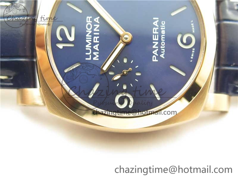 PAM1112 V GMT RG VSF 1:1 Best Edition Blue Dial on Blue Leather Strap P.9011 Super Clone