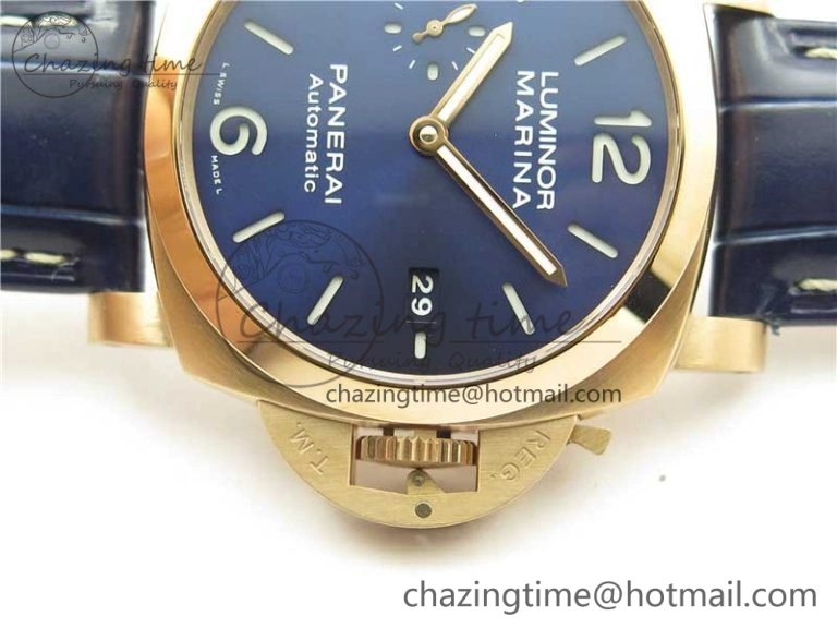 PAM1112 V GMT RG VSF 1:1 Best Edition Blue Dial on Blue Leather Strap P.9011 Super Clone