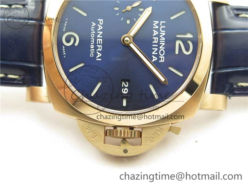 PAM1112 V GMT RG VSF 1:1 Best Edition Blue Dial on Blue Leather Strap P.9011 Super Clone
