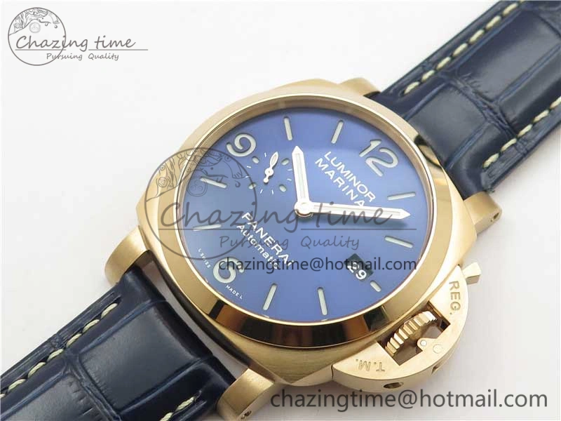 PAM1112 V GMT RG VSF 1:1 Best Edition Blue Dial on Blue Leather Strap P.9011 Super Clone