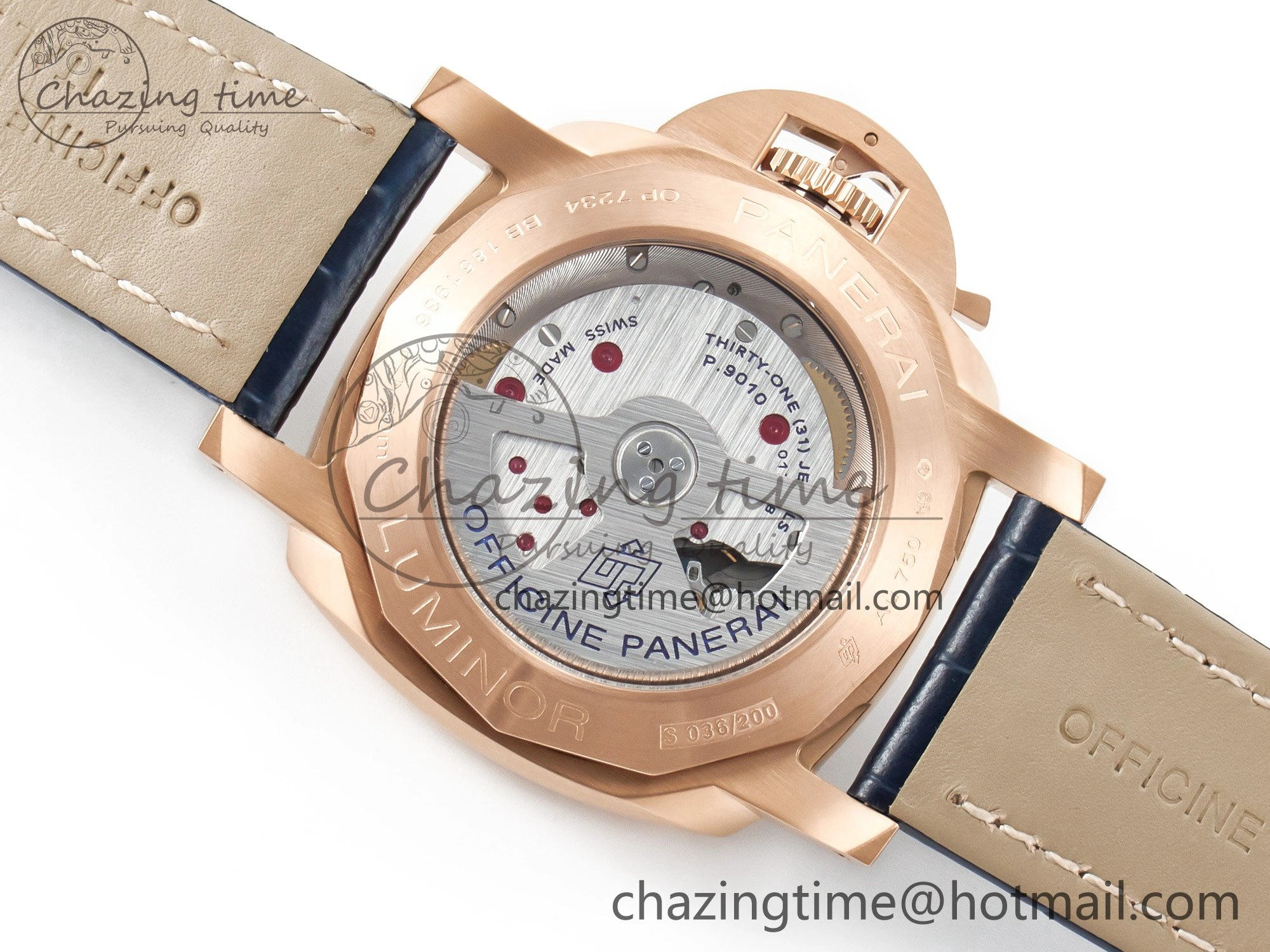 PAM1112 W TTF 1:1 Best Edition on Blue Leather Strap P9010
