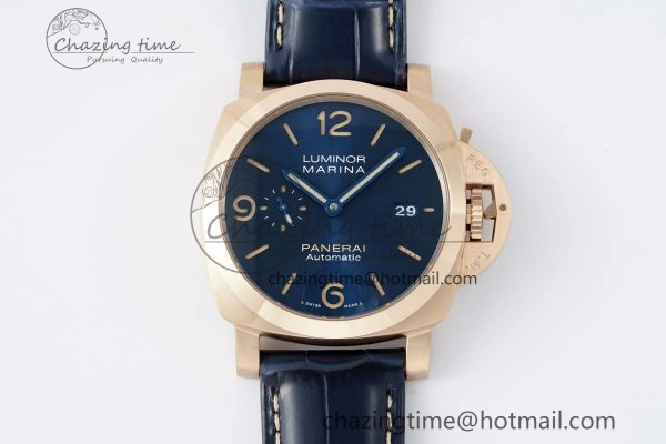 PAM1114 VSF 1:1 Best Edition Black Dial on Blue Leather Strap P9010