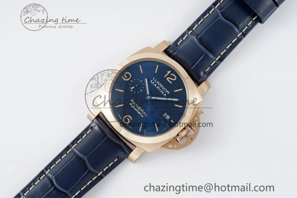 PAM1114 VSF 1:1 Best Edition Black Dial on Blue Leather Strap P9010