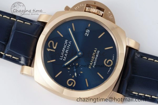 PAM1114 VSF 1:1 Best Edition Black Dial on Blue Leather Strap P9010