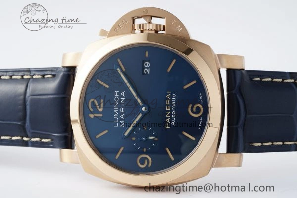 PAM1114 VSF 1:1 Best Edition Black Dial on Blue Leather Strap P9010