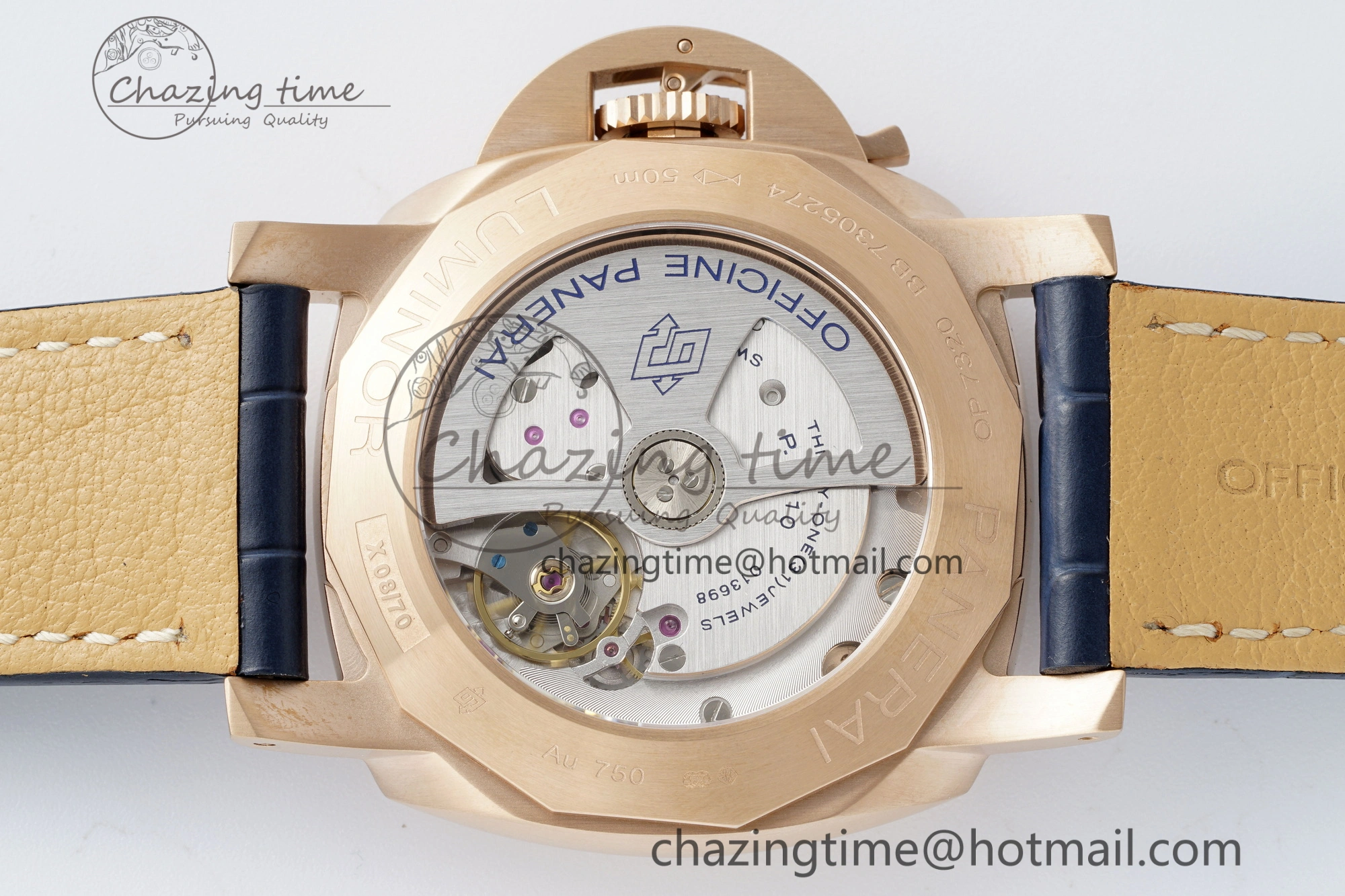 PAM1114 VSF 1:1 Best Edition Black Dial on Blue Leather Strap P9010