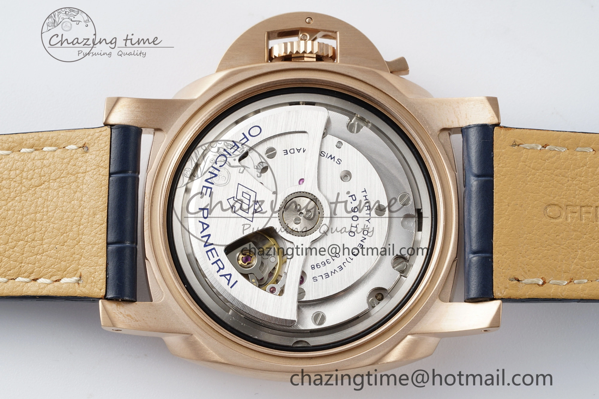 PAM1114 VSF 1:1 Best Edition Black Dial on Blue Leather Strap P9010