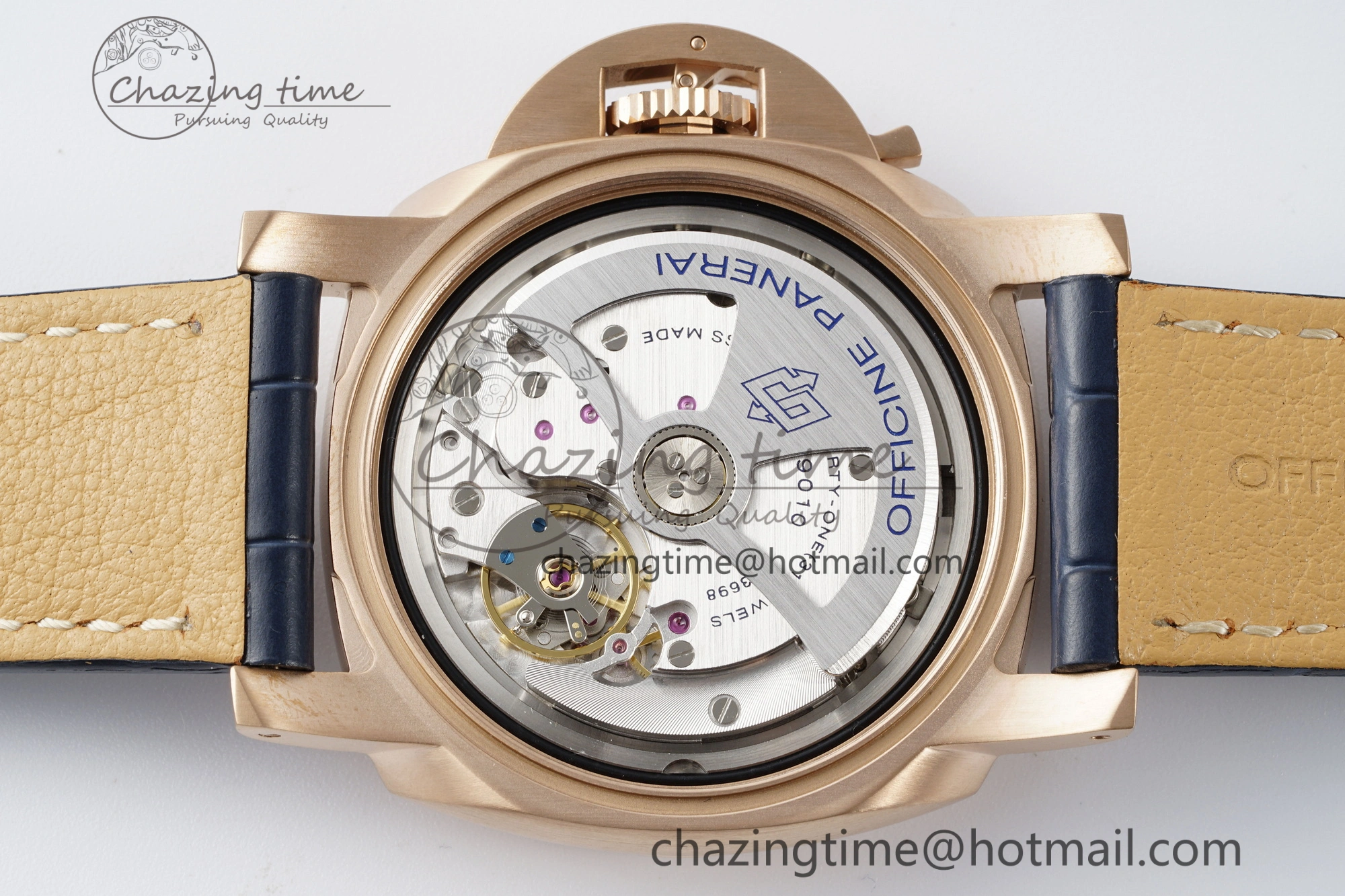 PAM1114 VSF 1:1 Best Edition Black Dial on Blue Leather Strap P9010