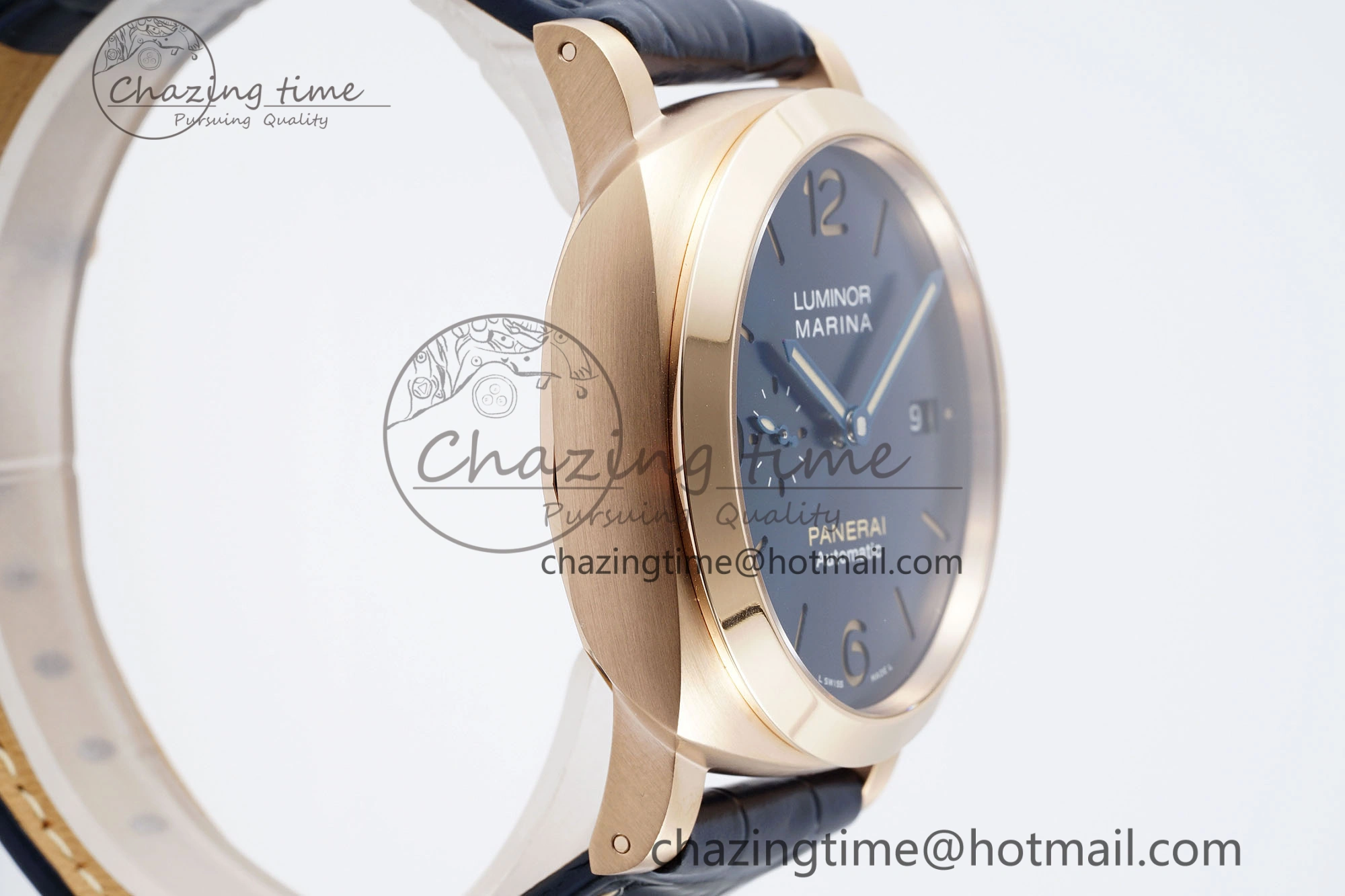 PAM1114 VSF 1:1 Best Edition Black Dial on Blue Leather Strap P9010