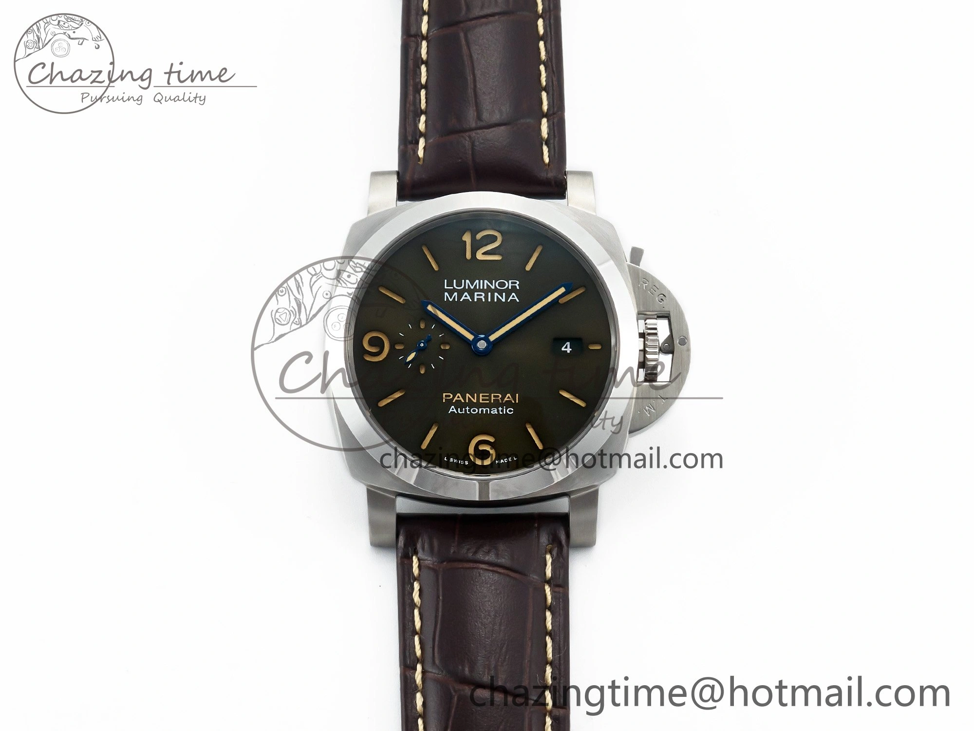 PAM1116 S TTF 1:1 Best Edition Dark Green Dial on Brown Leather Strap P9010
