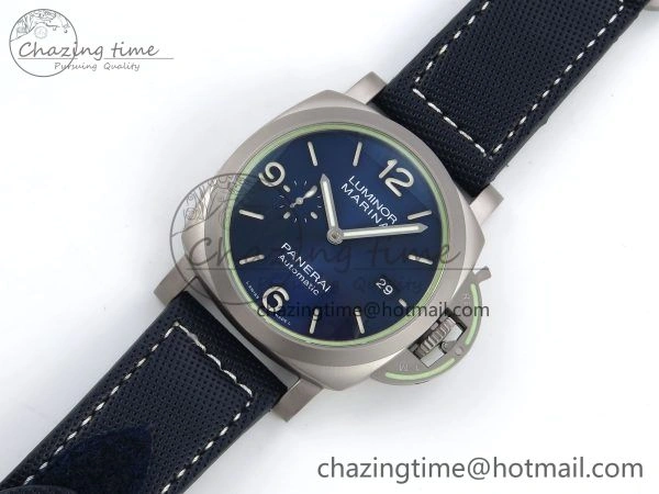 PAM1117 Titanium TTF 1:1 Best Edition Blue Dial on Blue Kevlar Composite Strap P9010