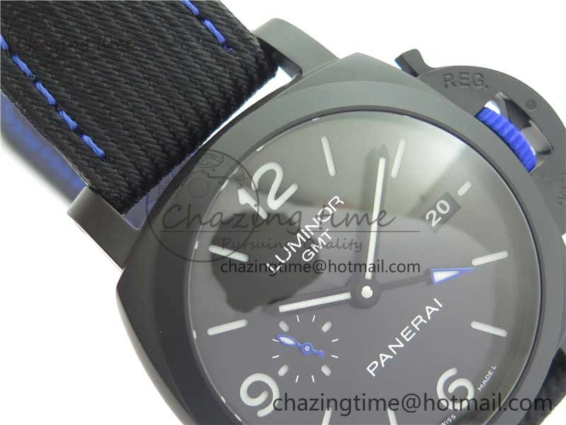 PAM1176 GMT Bucherer VSF 1:1 Best Edition Black Dial on Textile Strap P.9011 Super Clone