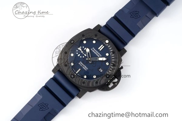 PAM1232 W Carbotech VSF 1:1 Best Edition Blue Dial on Blue Rubber Strap P900
