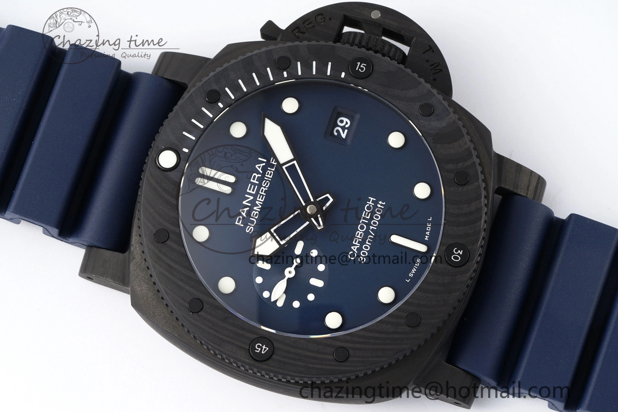PAM1232 W Carbotech VSF 1:1 Best Edition Blue Dial on Blue Rubber Strap P900