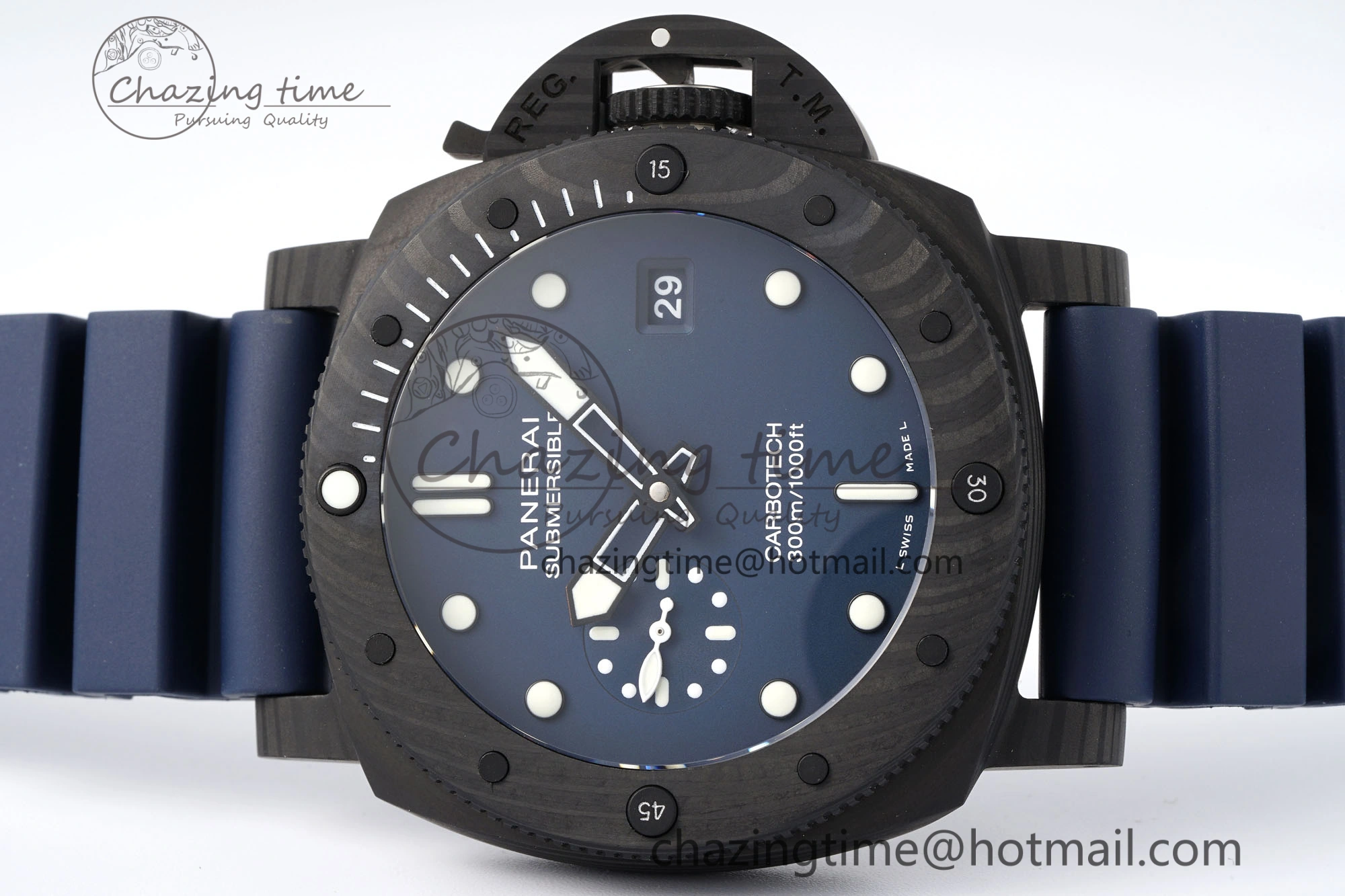 PAM1232 W Carbotech VSF 1:1 Best Edition Blue Dial on Blue Rubber Strap P900