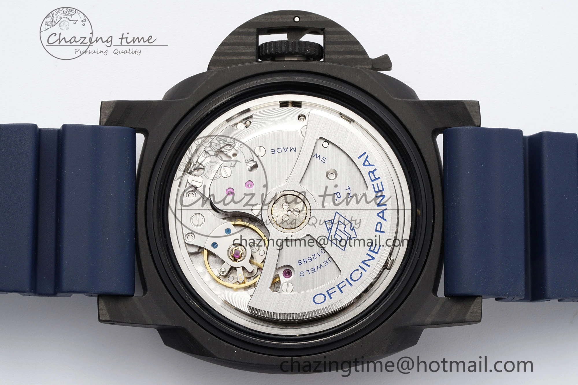 PAM1232 W Carbotech VSF 1:1 Best Edition Blue Dial on Blue Rubber Strap P900