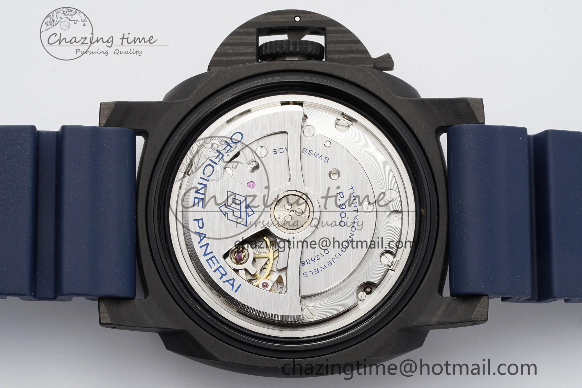 PAM1232 W Carbotech VSF 1:1 Best Edition Blue Dial on Blue Rubber Strap P900