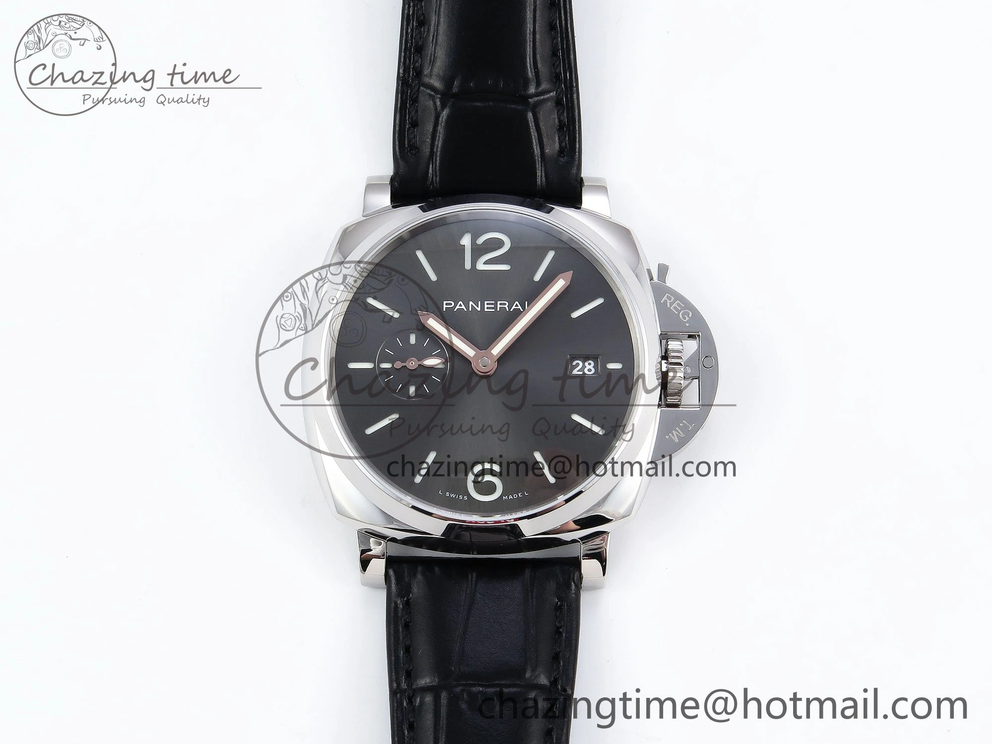 PAM1250 Luminor Due 42mm VSF Best Edition Grey Dial on Leather Strap P900 Clone