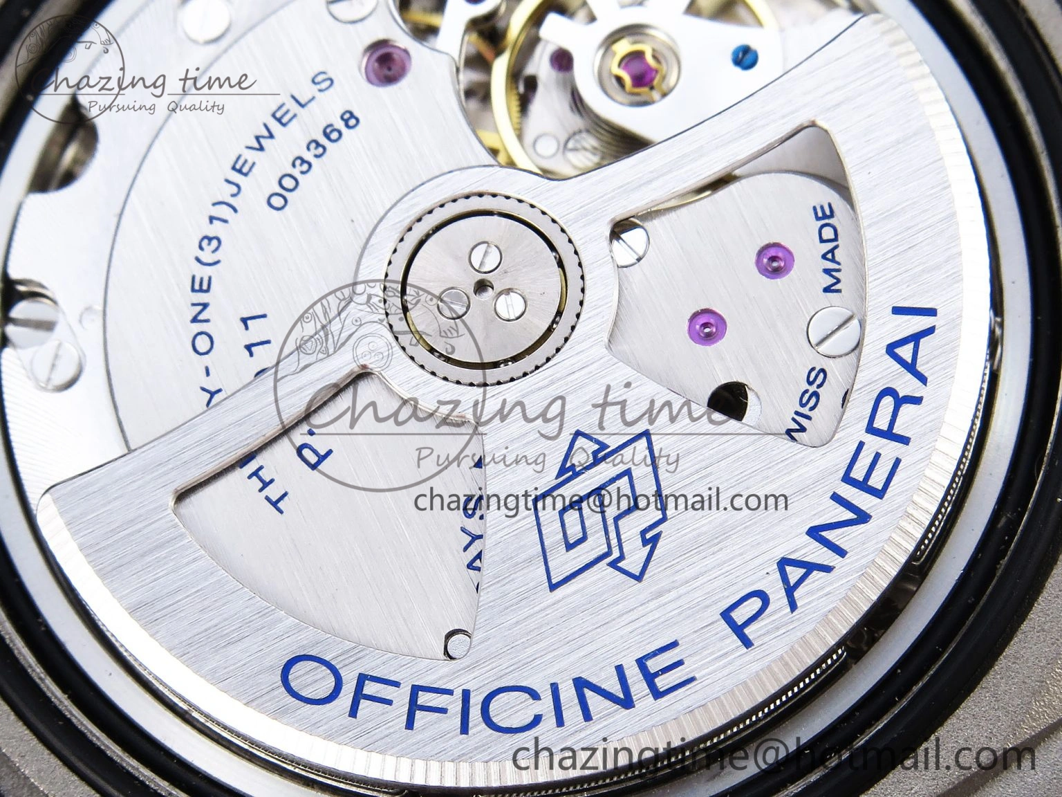 PAM1279 X LUMINOR GMT 42MM TITANIUM VSF 1:1 BEST EDITION BLUE DIAL ON BLACK LEATHER STRAP P.9011 SUPER CLONE