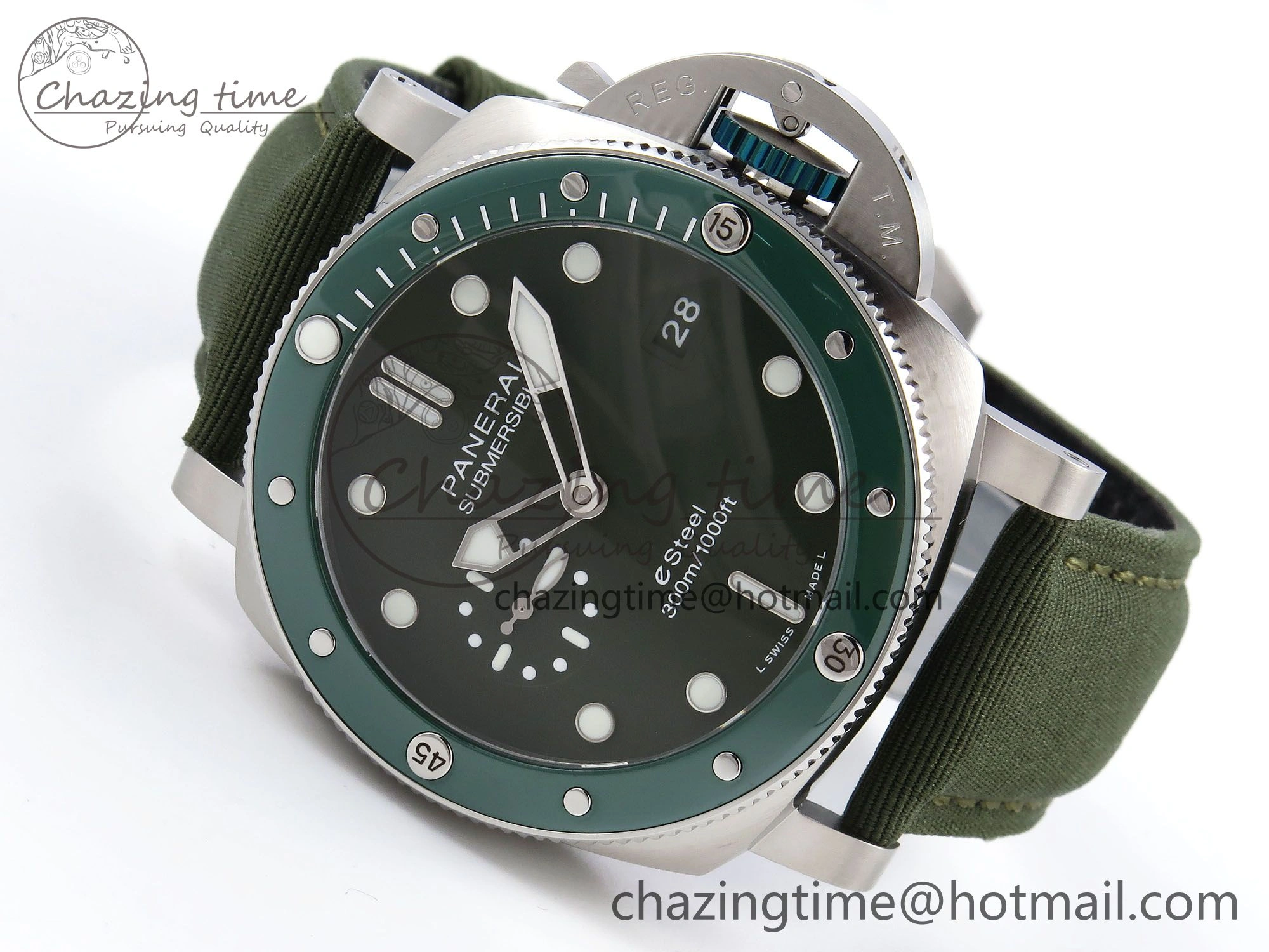 PAM1287 V TTF 1:1 Best Edition Green Dial on Green Nylon Strap P900