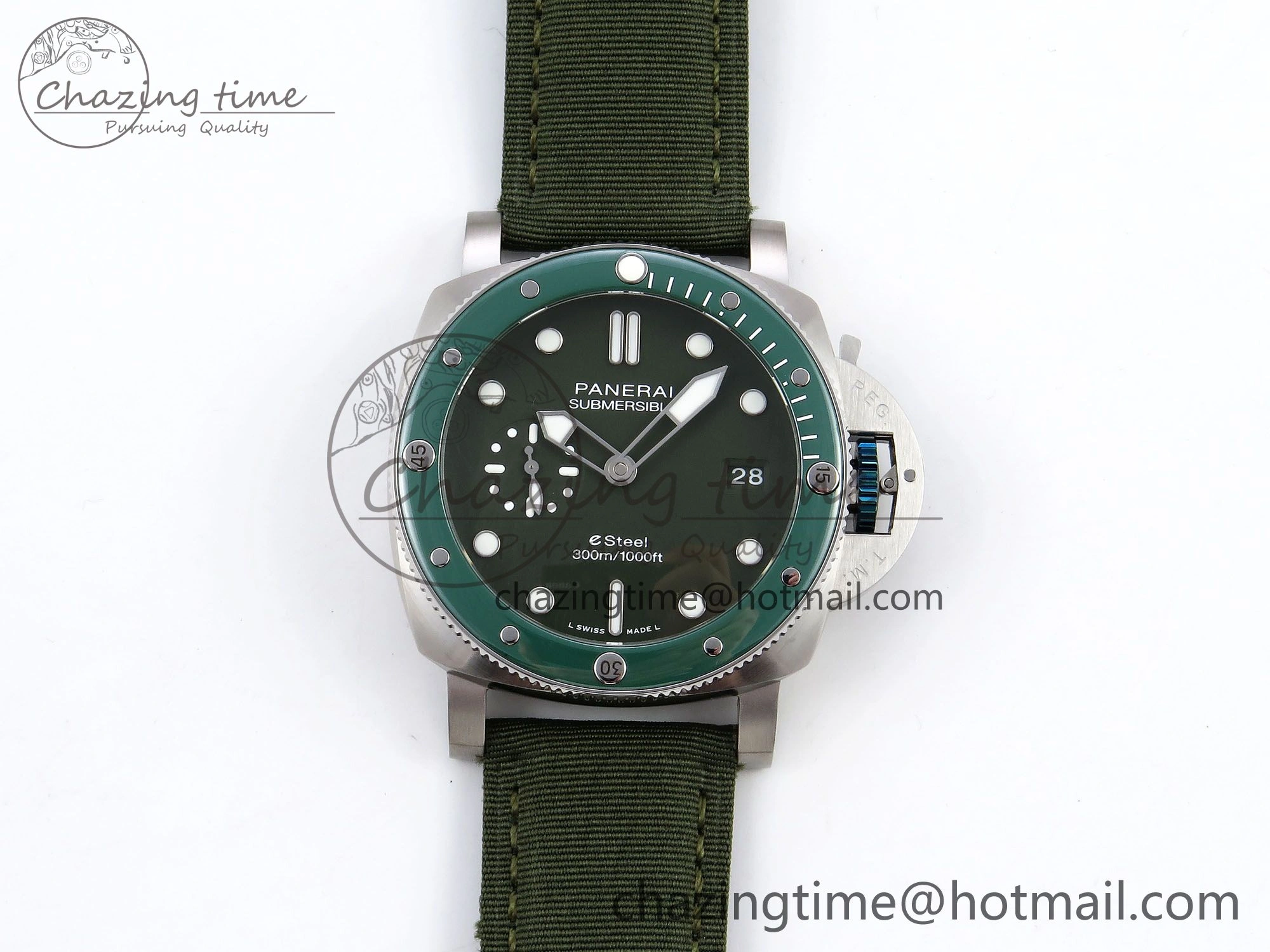 PAM1287 V TTF 1:1 Best Edition Green Dial on Green Nylon Strap P900