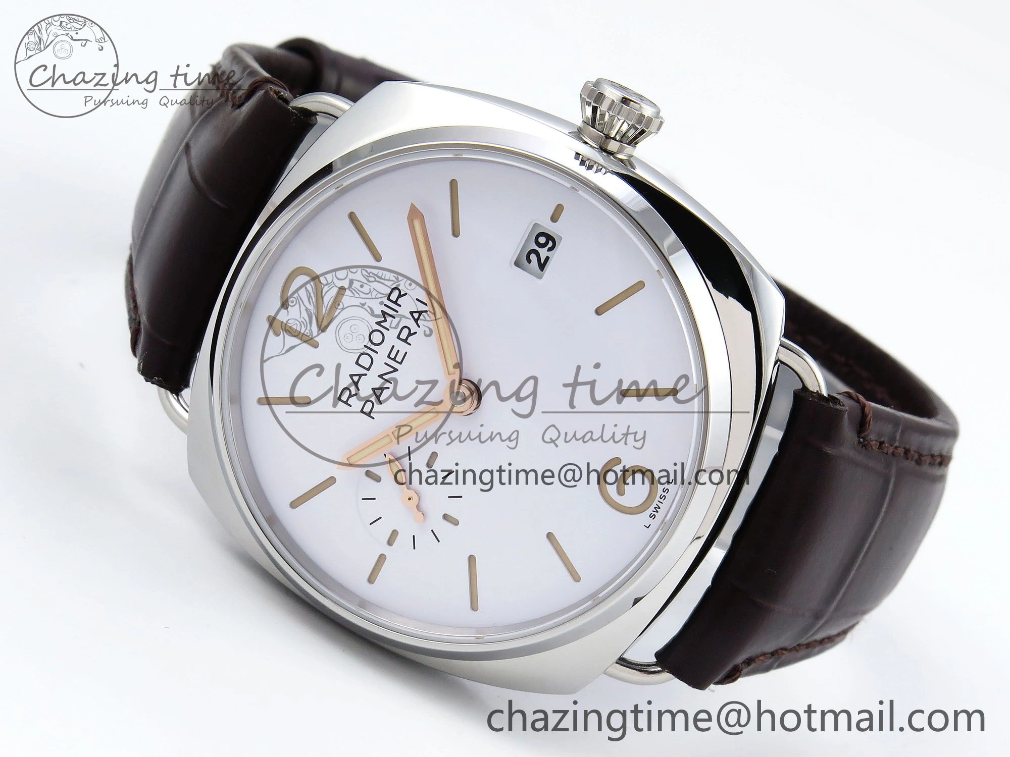 PAM1292 Radiomir 40mm VSF 1:1 Best Edition White Dial on Brown Leather Strap P900